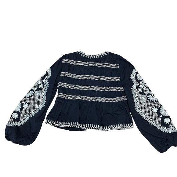 7 for All Mankind Blue and White Embroidery Shirt/Jacket - Picture 2 of 3